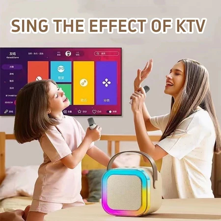 K12 Mini Karaoke Set with Speakers And 2 Mics Home KTV